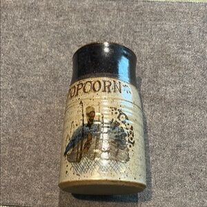 Pottery Pop Corn Kernel Container Jar Artist signed